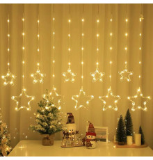 Гірлянда Штора 10 Тепла Usb ЗІРКИ+ЗІРКИ SF-40 код-3608 (50)