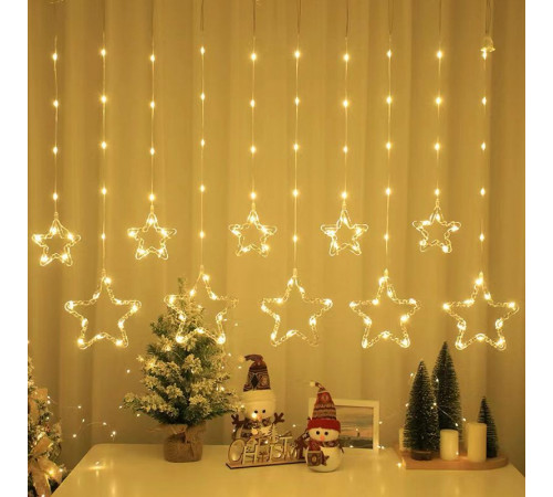 Гірлянда Штора 10 Тепла Usb ЗІРКИ+ЗІРКИ SF-40 код-3608 (50)