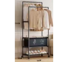 Подвійна стійка - вішалка, полиця для взуття Only black НОВА 9918-3A (16)