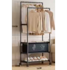 Подвійна стійка - вішалка, полиця для взуття Only black НОВА 9918-3A (16)