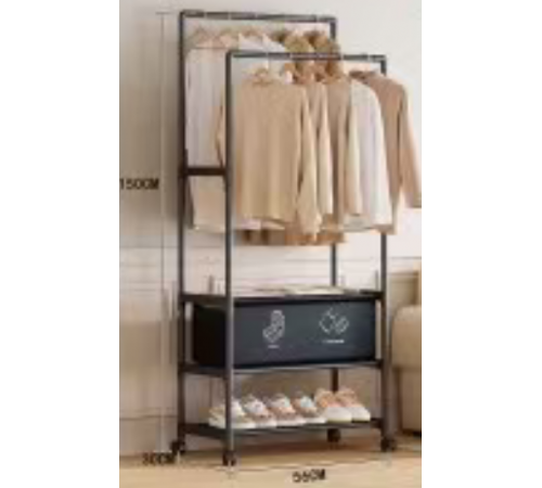 Подвійна стійка - вішалка, полиця для взуття Only black НОВА 9918-3A (16)