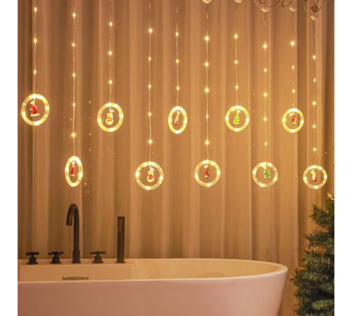 Штора 10 Тепла мережа Весюльки Дід Мороз Ялинка Сніговик lamp HA-178 (50)