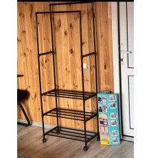 Подвійна стійка - вішалка, полиця для взуття Only black 9918-3 (16)