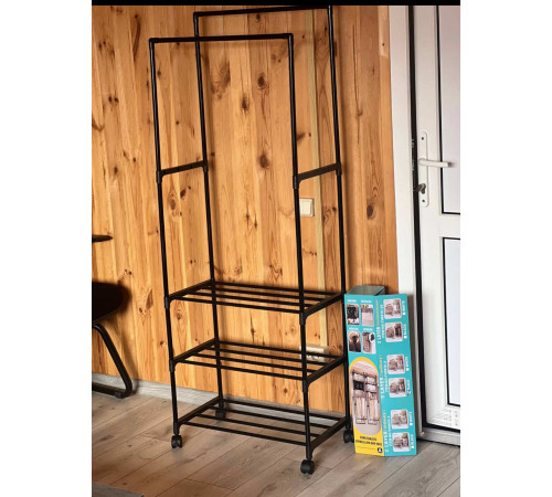 Подвійна стійка - вішалка, полиця для взуття Only black 9918-3 (16)