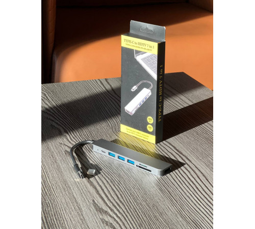 Хаб USB-хаб XoKo AC-500 Type-C to RJ45+HDMI+2xUSB 3.0 (XK-AC500-SL) 7 in 1 (180)