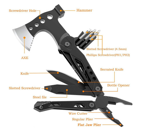Карманный Мультитул с Kni-fe Ax-e Ham-me Camping15-in-1 (30)
