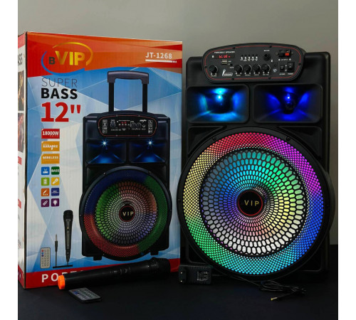 УЦІНКА Колонка VIP JT-1268 з RGB-підсвічуванням та мікрофоном (35*28,5*53,5 см) (Дефект в описі)