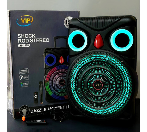УЦІНКА Колонка VIP JT-1588 з RGB-підсвічуванням та мікрофоном (45,3*38,8*66,8 см) (працює тільки від мережі)