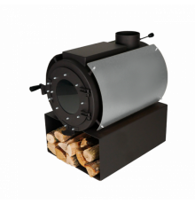 Печь дровяная отопительная DS Classic с варочной поверхностью + кожух серебряный