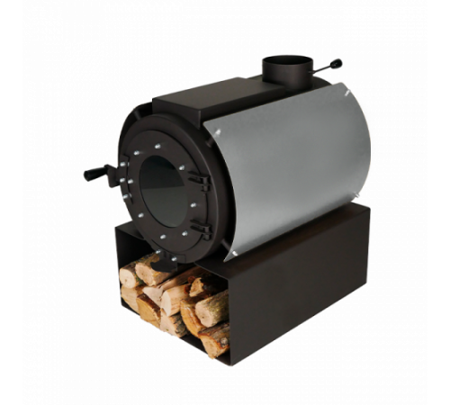 Печь дровяная отопительная DS Classic с варочной поверхностью + кожух серебряный