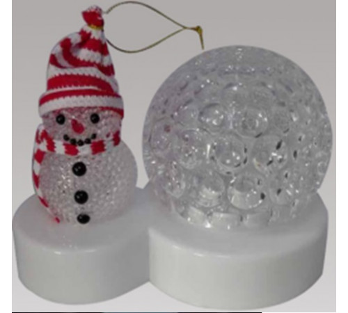 Лампа на поставке шар+снеговик новогодний RGB (RD-5001) [403] (30 шт/ящ)