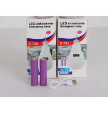 Лампочка з акумулятором 18650 на патрон E27 Z-725 2 АКУМУЛЯТОРА  HA-123(100)