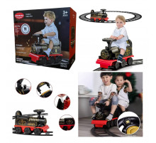 Потяг дитячий електро-паровозик Retro Train Ride-On з коліями