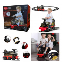 Потяг дитячий електро-паровозик Retro Train Ride-On з коліями