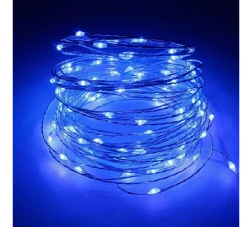 Гирлянда RD-7107 медная проволока 100LED 10м (контрол.220V) Провод-Серебро, Цвет ламп-Синий [309] [602] (100 шт/ящ)