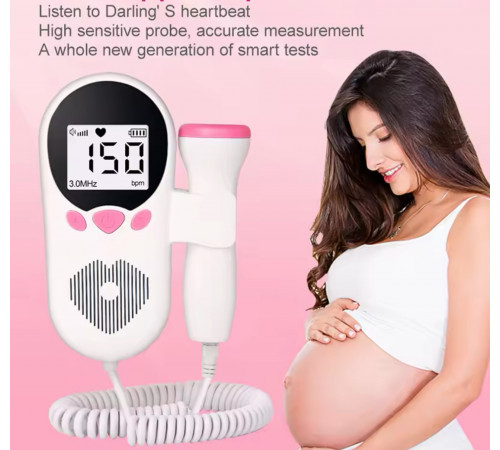 Допплер 3.0 МГц для прослуховування серця плода/Цв.: Рожевий Fetal heart rate detectorXL-1311 (60)100