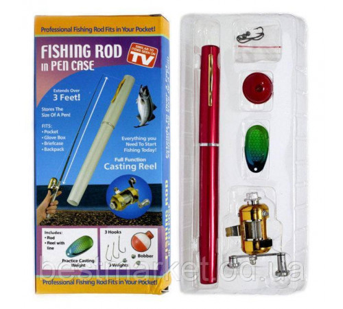 Вудка Кишенькова Міні Вудка у вигляді Ручки Fish Rod in Pen Case Чорний золотий фіолетовий (100)