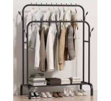 Подвійна стійка вішалка для одягу та полицею для взуття Double floor shelf clothes rack 1686 (6