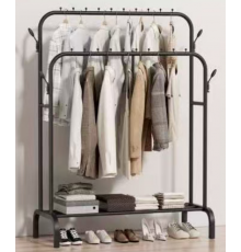 Подвійна стійка вішалка для одягу та полицею для взуття Double floor shelf clothes rack 1686 (6