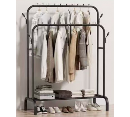 Подвійна стійка вішалка для одягу та полицею для взуття Double floor shelf clothes rack 1686 (6