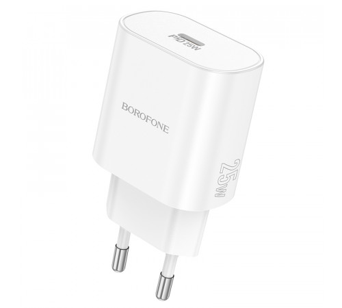 Мережевий зарядний пристрій BOROFONE BA82A Platinum single port PD25W charger(EU) White (6941991112256)