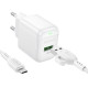 Мережевий зарядний пристрій з кабелем BOROFONE BAS42A Potential single-port QC3.0 charger set(Micro)(EU) White (6941991113796)