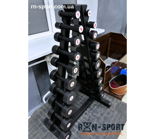 Гантельный ряд RN-Sport BLACK 1-10 кг со стойкой