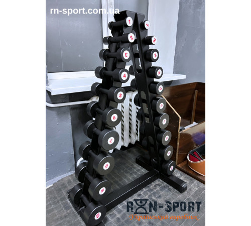 Гантельный ряд RN-Sport BLACK 1-10 кг со стойкой