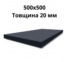 Коврик резиновый 500х500х20мм под штангу или гантели. Пресс крошка. Чорний