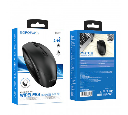 Маніпулятор миша BOROFONE BG7 Platinum 2.4G business wireless mouse Black (6974443389982)