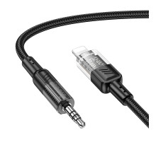 Аудiокабель HOCO UPA27 iP to 3.5mm male, nylon braid, 1.2m, Black (6942007612524)