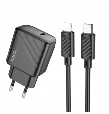 Мережевий зарядний пристрій з кабелем HOCO CS22A Value single port PD30W charger set(C to iP) Black (6942007609920)
