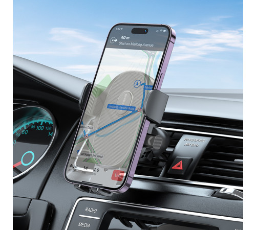 Автотримач для телефона BOROFONE BH92 Grand one-button car holder(air outlet) Black (6941991103681)