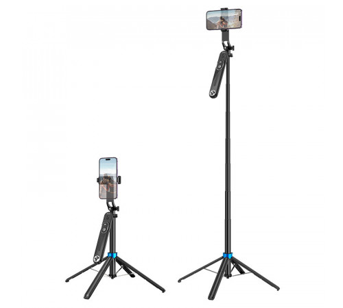 Селфі-монопод HOCO K22 Handy aluminum alloy anti-shake live broadcast holder Black (6942007623506)