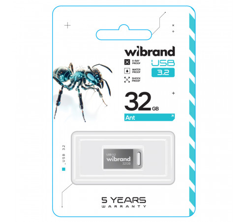Флеш-накопичувач Wibrand USB 3.2 Gen1 Ant 32GB Silver (WI3.2/AN32M4S)