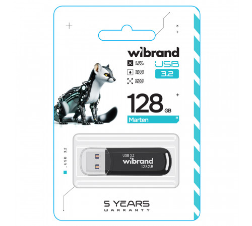 Флеш-накопичувач Wibrand USB 3.2 Gen1 Marten 128GB Black (WI3.2/MA128P10B)
