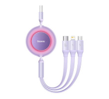 Кабель Baseus Bright Mirror 2 Series Retractable 3-in-1 Fast Charging  Data Cable USB to M+L+C 66W 1.1m Purple (CAMJ010105)