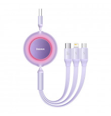 Кабель Baseus Bright Mirror 2 Series Retractable 3-in-1 Fast Charging Data Cable USB M+L+C 66W 1.1m Purple (CAMJ010105)