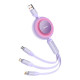 Кабель Baseus Bright Mirror 2 Series Retractable 3-in-1 Fast Charging  Data Cable USB to M+L+C 66W 1.1m Purple (CAMJ010105)