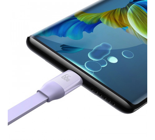 Кабель Baseus Bright Mirror 2 Series Retractable 3-in-1 Fast Charging  Data Cable USB to M+L+C 66W 1.1m Purple (CAMJ010105)