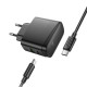 Мережевий зарядний пристрій з кабелем HOCO CS63A Bright PD65W(1A1C) charger set (C to C)(EU) Black (6942007638487)
