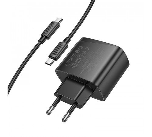 Мережевий зарядний пристрій з кабелем HOCO CS63A Bright PD65W(1A1C) charger set (C to C)(EU) Black (6942007638487)