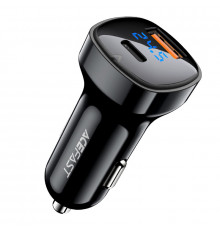 Автомобільний зарядний пристрій ACEFAST B4 digital display 66W(USB-C+USB-A) dual port car charger (6974316280392)