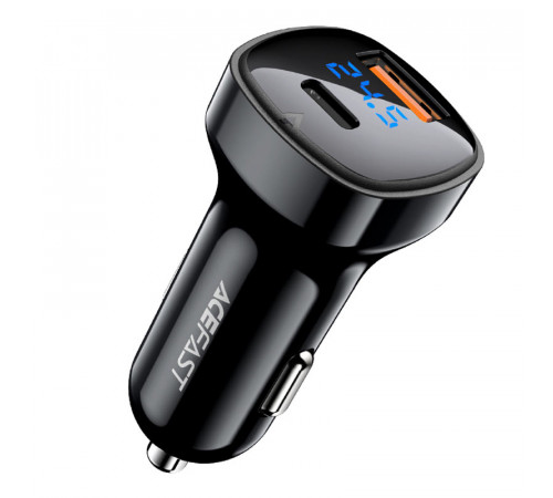 Автомобільний зарядний пристрій ACEFAST B4 digital display 66W(USB-C+USB-A) dual port car charger (6974316280392)