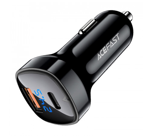 Автомобільний зарядний пристрій ACEFAST B4 digital display 66W(USB-C+USB-A) dual port car charger (6974316280392)