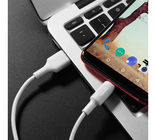 Кабель HOCO X25 USB to Type-C 2A, 1m, PVC, PVC connectors, White (6957531080152)