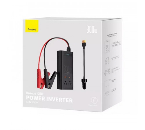 Автомобільний інвертор для електросамокатів Baseus IGBT Power Inverter 300W (110V US/JP ) Black + перехідник (CGNB010001)