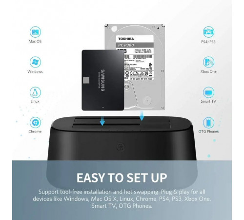 Док-станція UGREEN CM198 USB 3.0 to SATA Dual-Bay Hard Drive Duplicator/Cloner EU (UGR-50857) (UGR-50857)