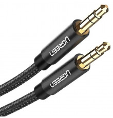 Аудіокабель UGREEN AV112 3.5mm male to 3.5mm male,  Cable Gold Plated Metal Case with Braid, 1m, Black(UGR-50361) (UGR-50361)