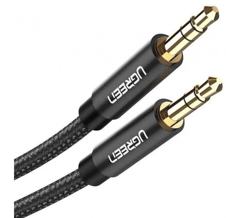 Аудіокабель UGREEN AV112 3.5mm male to 3.5mm male,  Cable Gold Plated Metal Case with Braid, 1m, Black(UGR-50361) (UGR-50361)